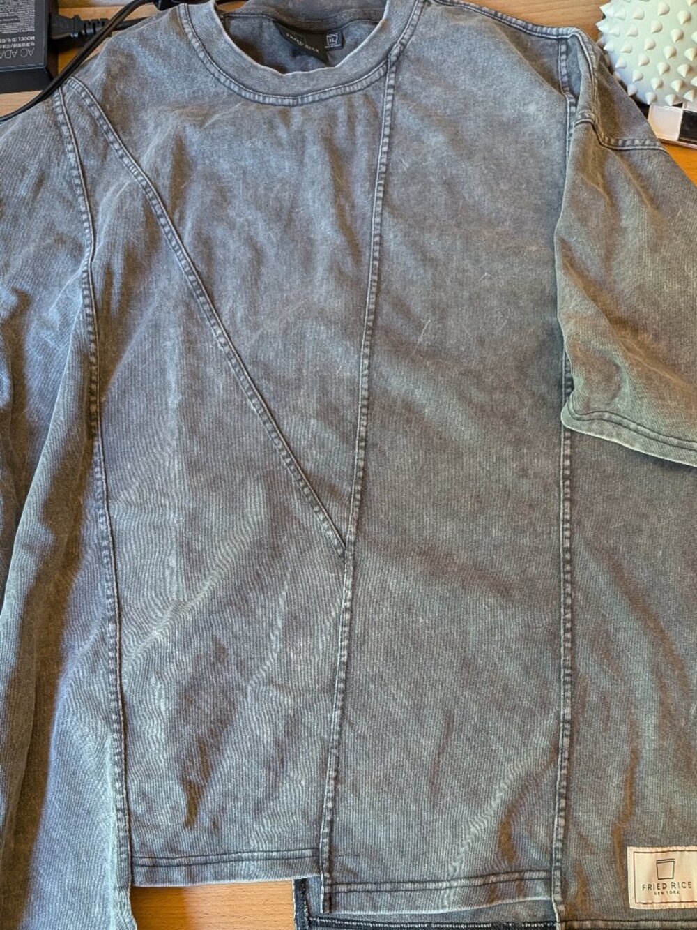 Fried Rice Asymmetrical Slice Tee in Graphite